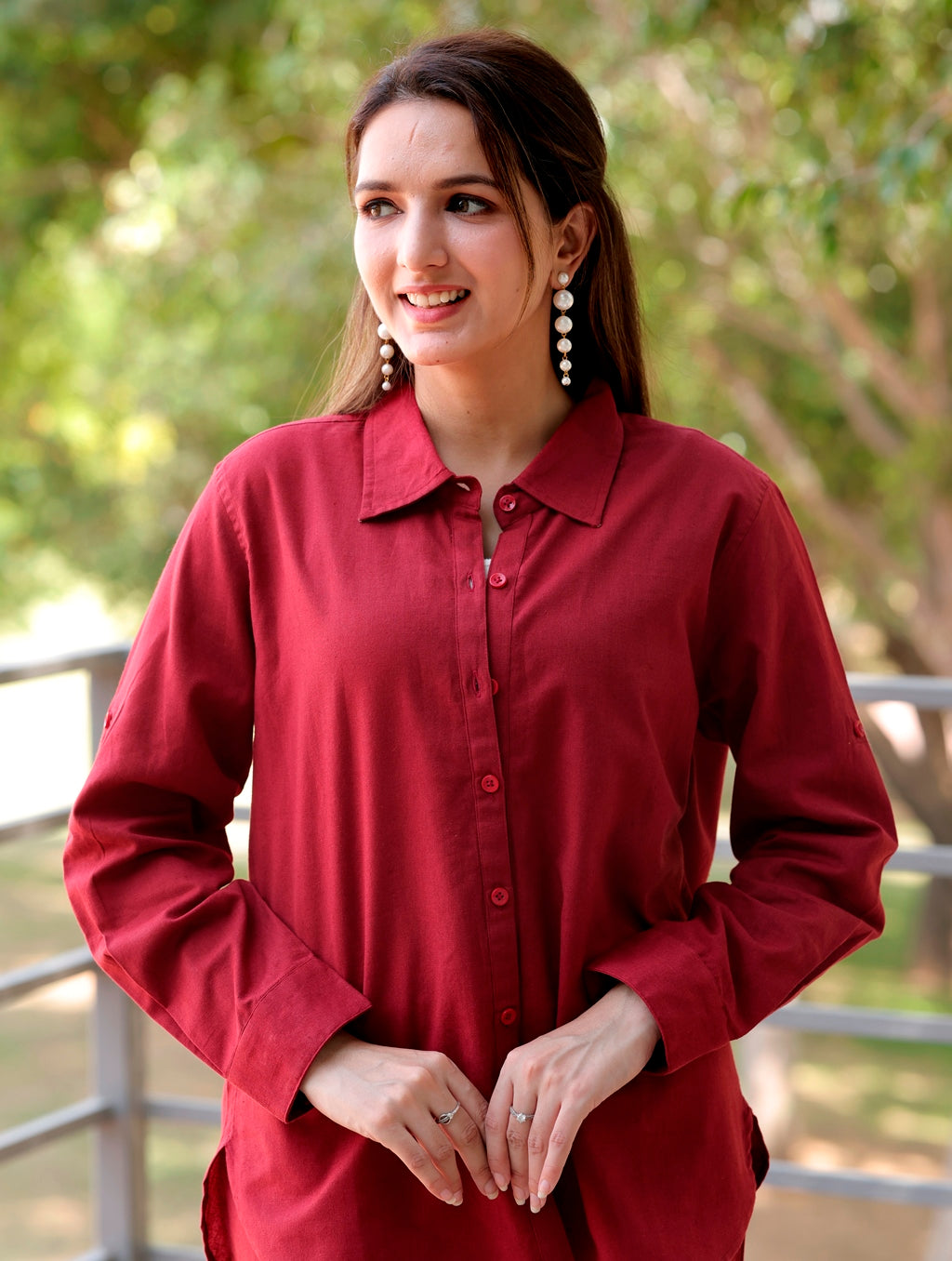 Red Cotton Linen Shirt