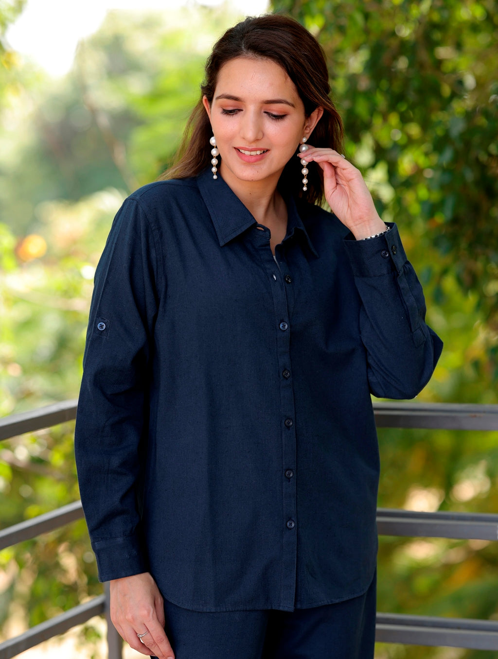 Blue Cotton Linen Shirt