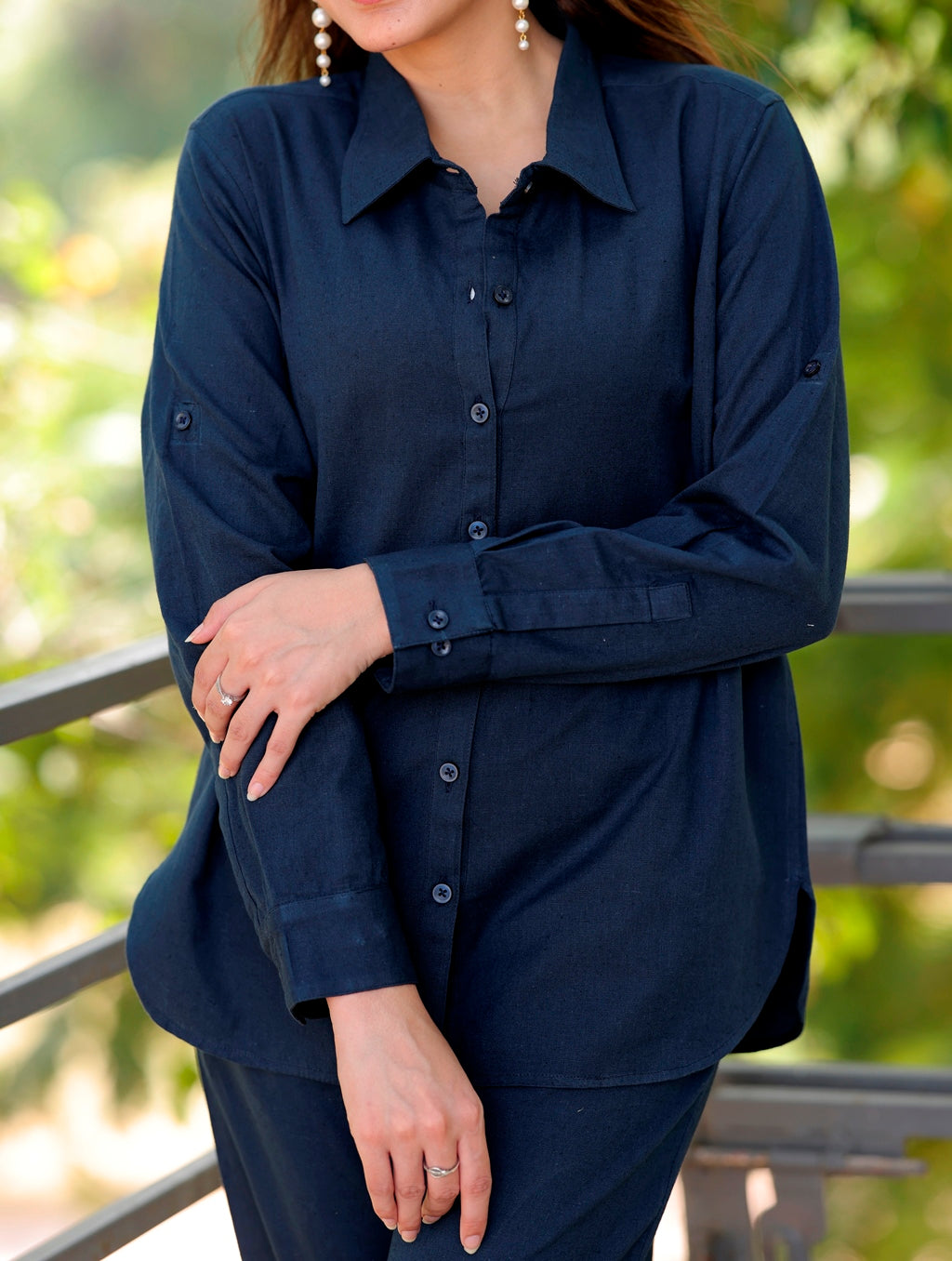 Blue Cotton Linen Shirt