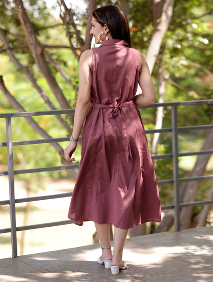 Rose Taupe Cotton Linen Dress