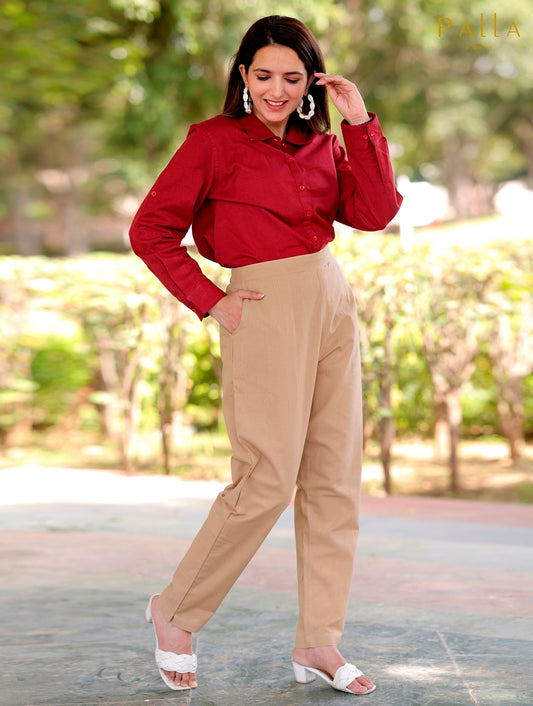 Mocha Brown Cotton Pant