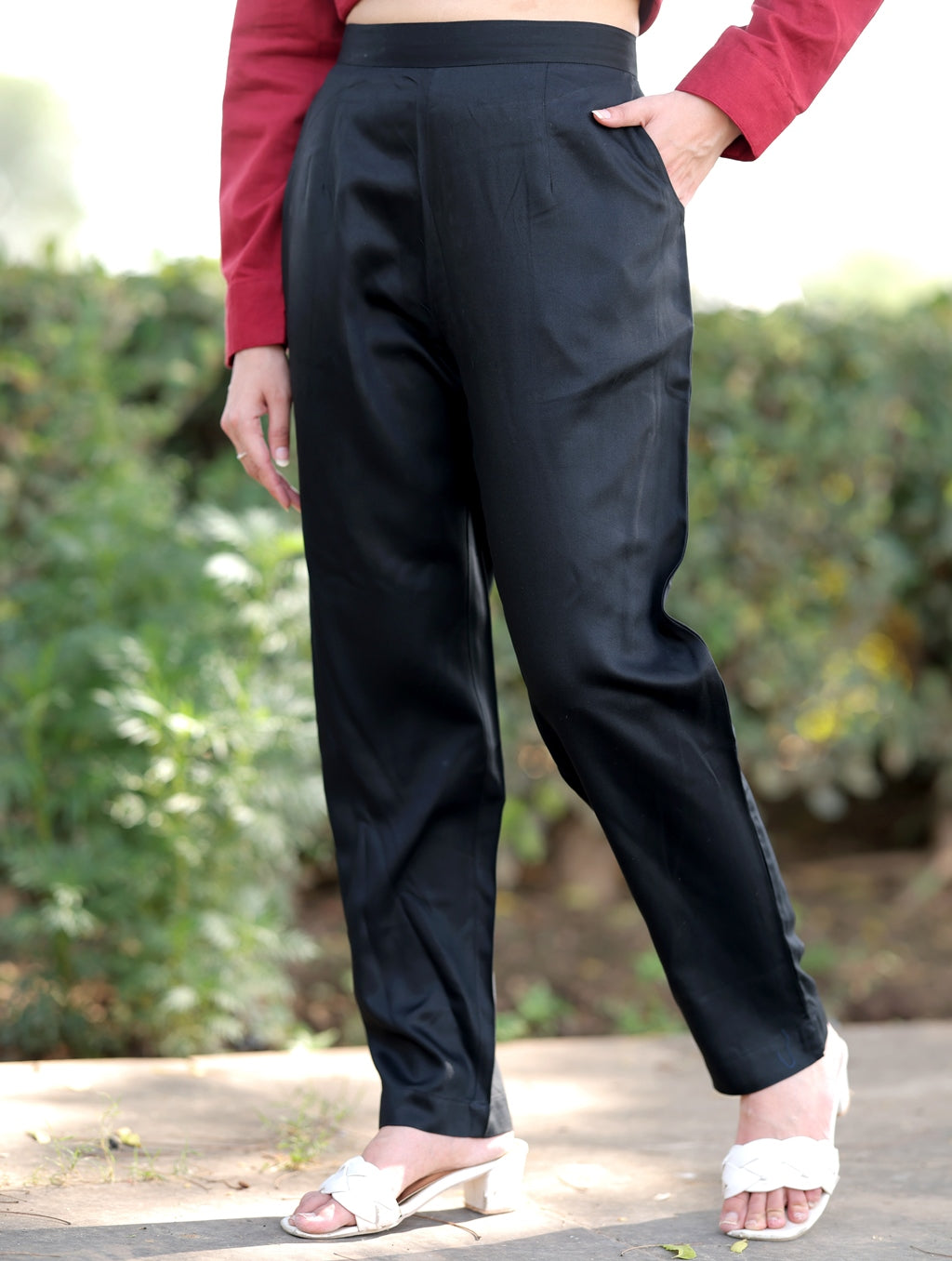 Black Cotton Formal Pants