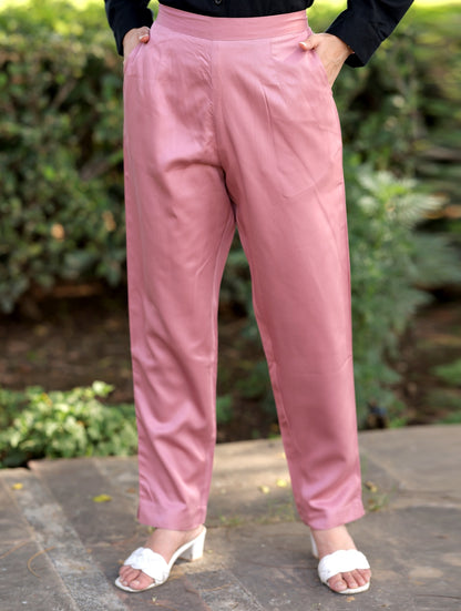 Peach Cotton Formal Pants