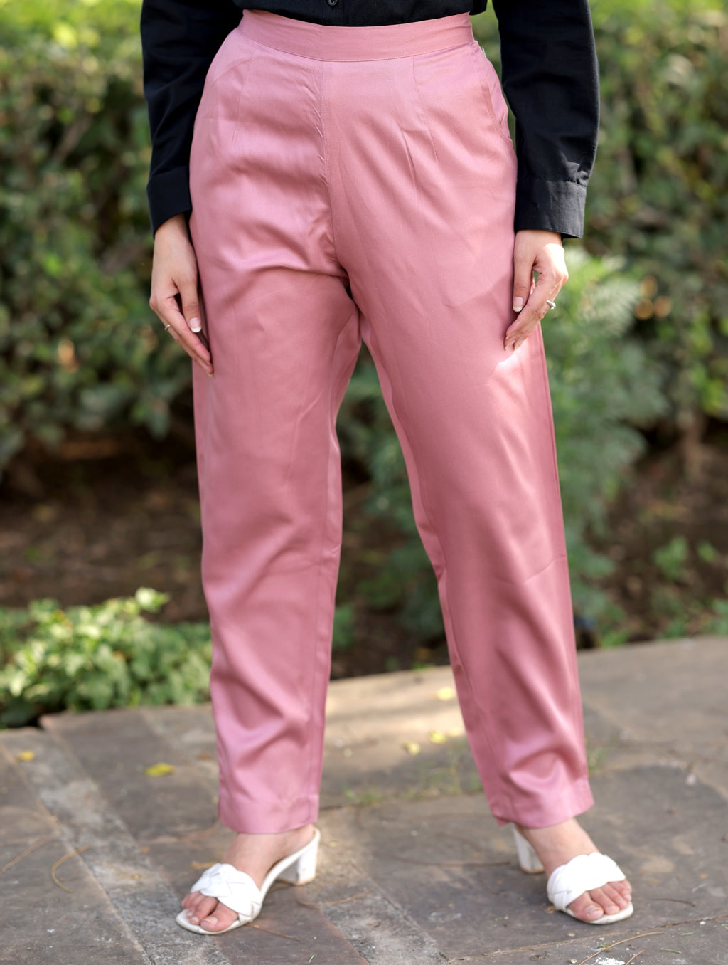 Peach Cotton Formal Pants