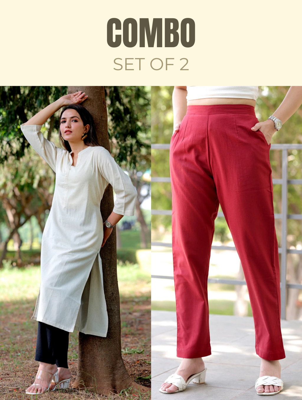 Straight Kurti & Pant Combo - Straight Kurti & Pant Combo - Palla Jaipur - Palla Jaipur