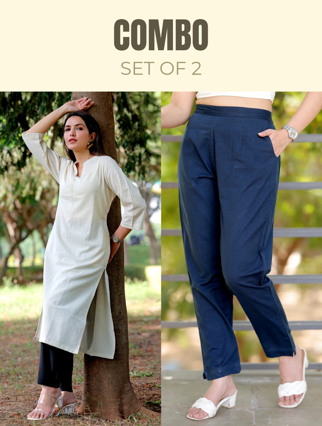 Straight Kurti & Pant Combo - Straight Kurti & Pant Combo - Palla Jaipur - Palla Jaipur