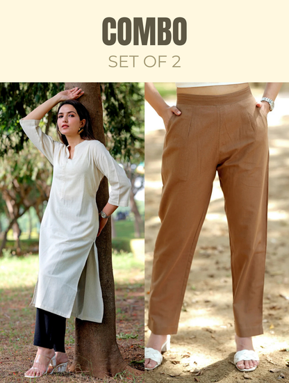 Straight Kurti & Pant Combo - Straight Kurti & Pant Combo - Palla Jaipur - Palla Jaipur