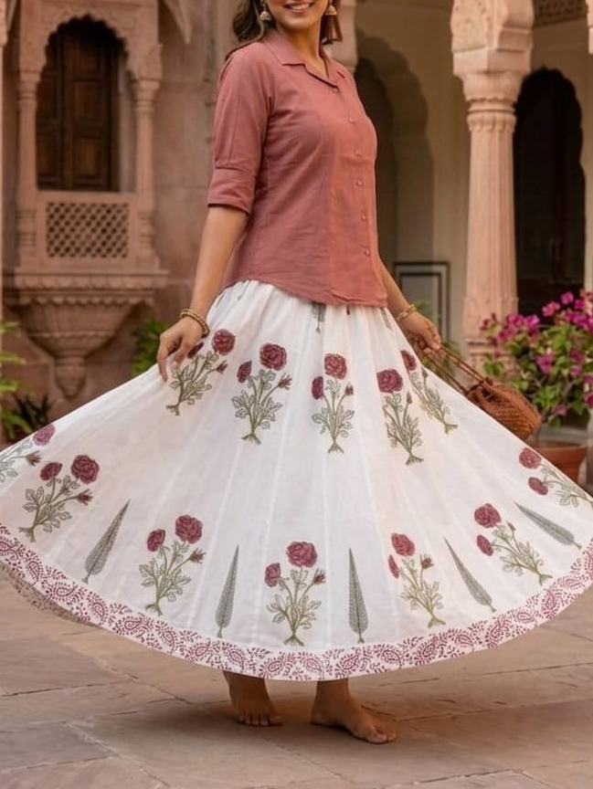 Ruhani Rose Cotton Skirt