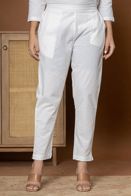 White Cotton Pant - White Cotton Pant - Palla Jaipur - Palla Jaipur