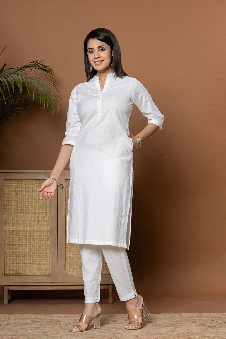 White Straight Kurti - White Straight Kurti - Palla Jaipur - Palla Jaipur