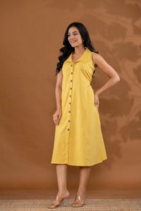 Yellow Cotton Linen Dress