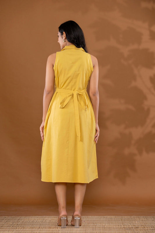 Yellow Cotton Linen Dress