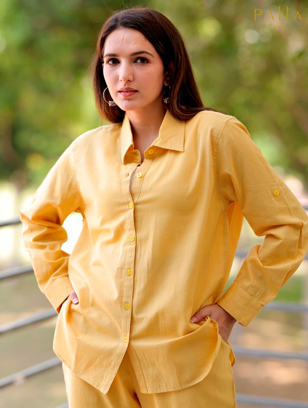 Yellow Cotton Linen Shirt - Yellow Cotton Linen Shirt - Palla Jaipur - Palla Jaipur