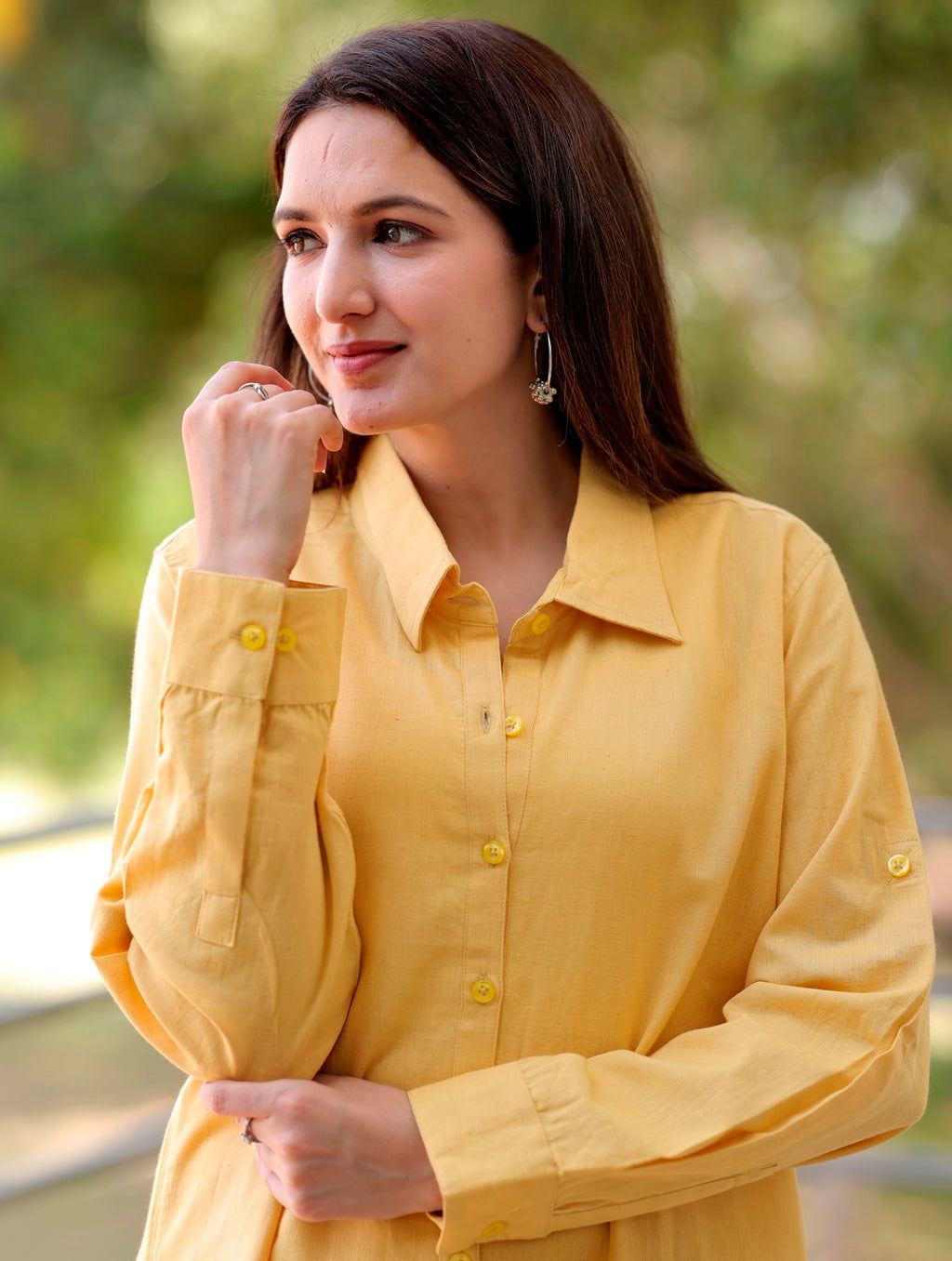 Yellow Cotton Linen Shirt - Yellow Cotton Linen Shirt - Palla Jaipur - Palla Jaipur