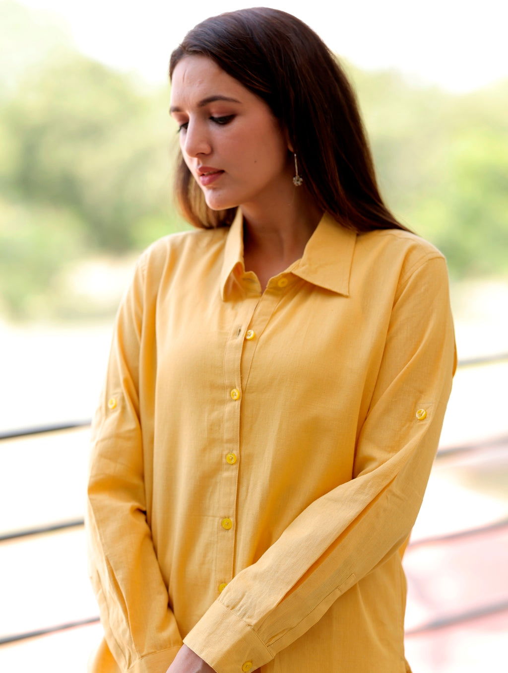 Yellow Cotton Linen Shirt - Yellow Cotton Linen Shirt - Palla Jaipur - Palla Jaipur