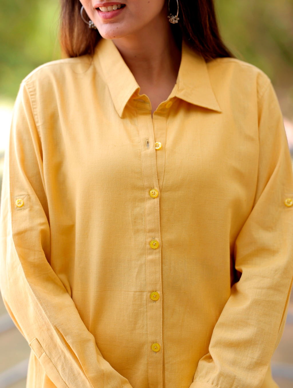 Yellow Cotton Linen Shirt - Yellow Cotton Linen Shirt - Palla Jaipur - Palla Jaipur