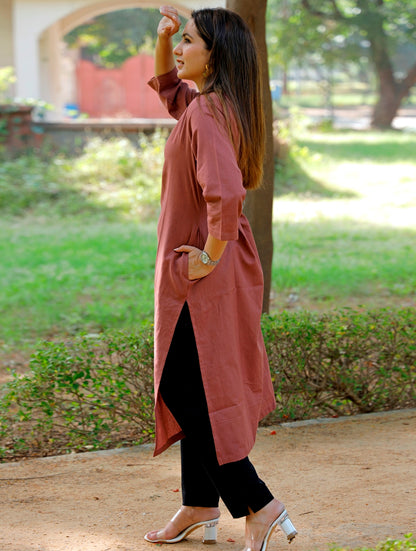 Rose Taupe Straight Kurti