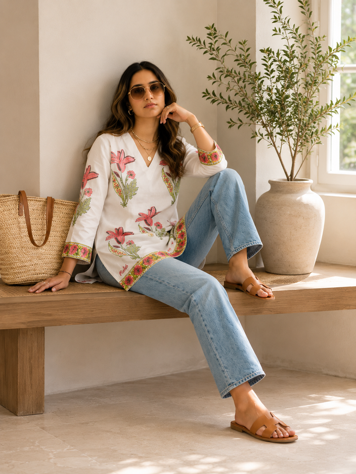 Pink Lily Handblock Kurti