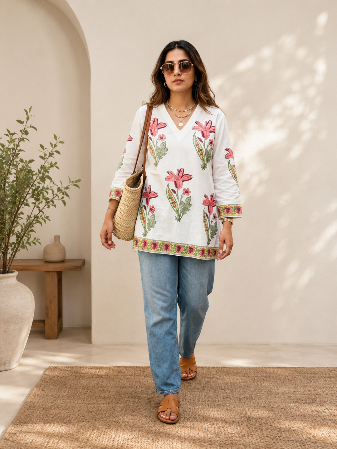 Pink Lily Handblock Kurti