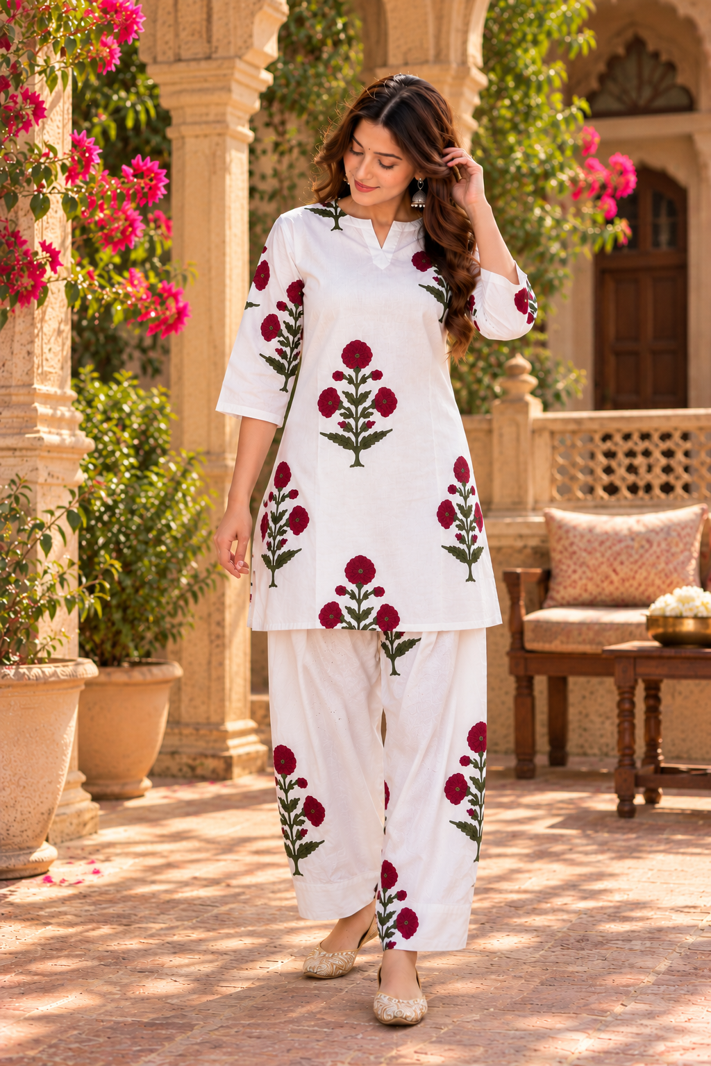 Nazakat Farsi Salwar Handblock Cord Set