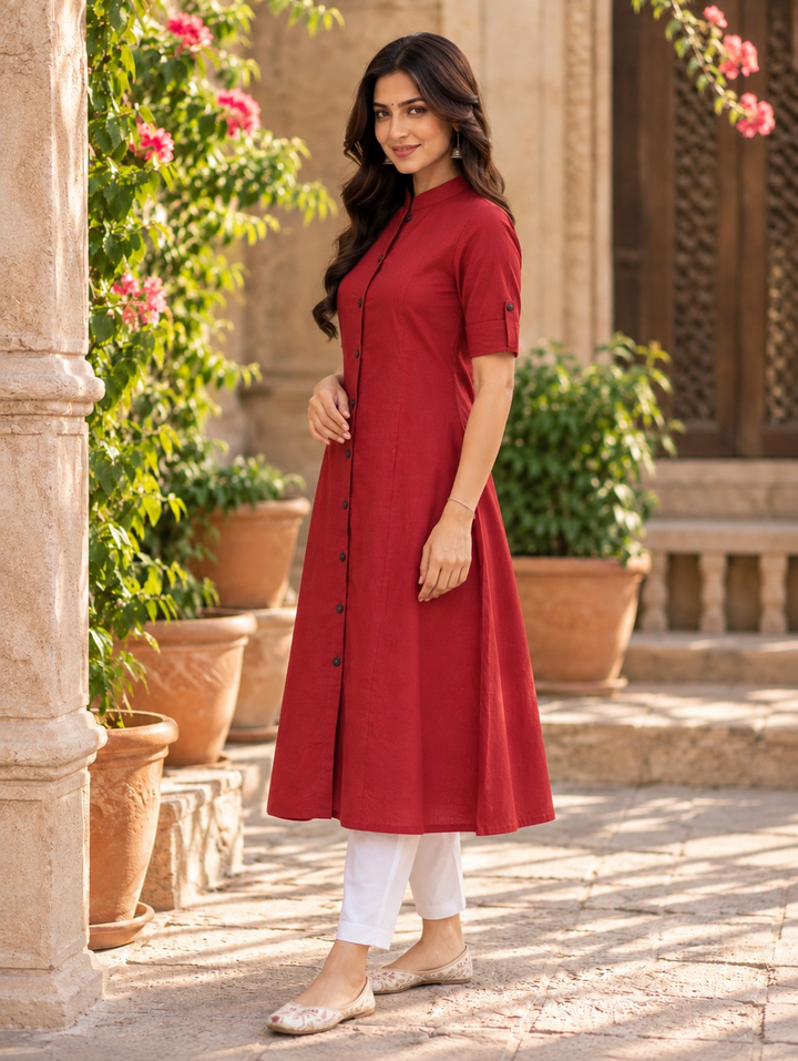 Ruhani Red A-Line Kurti