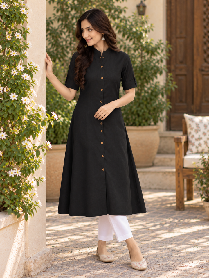 Black Elegance A Line Kurti