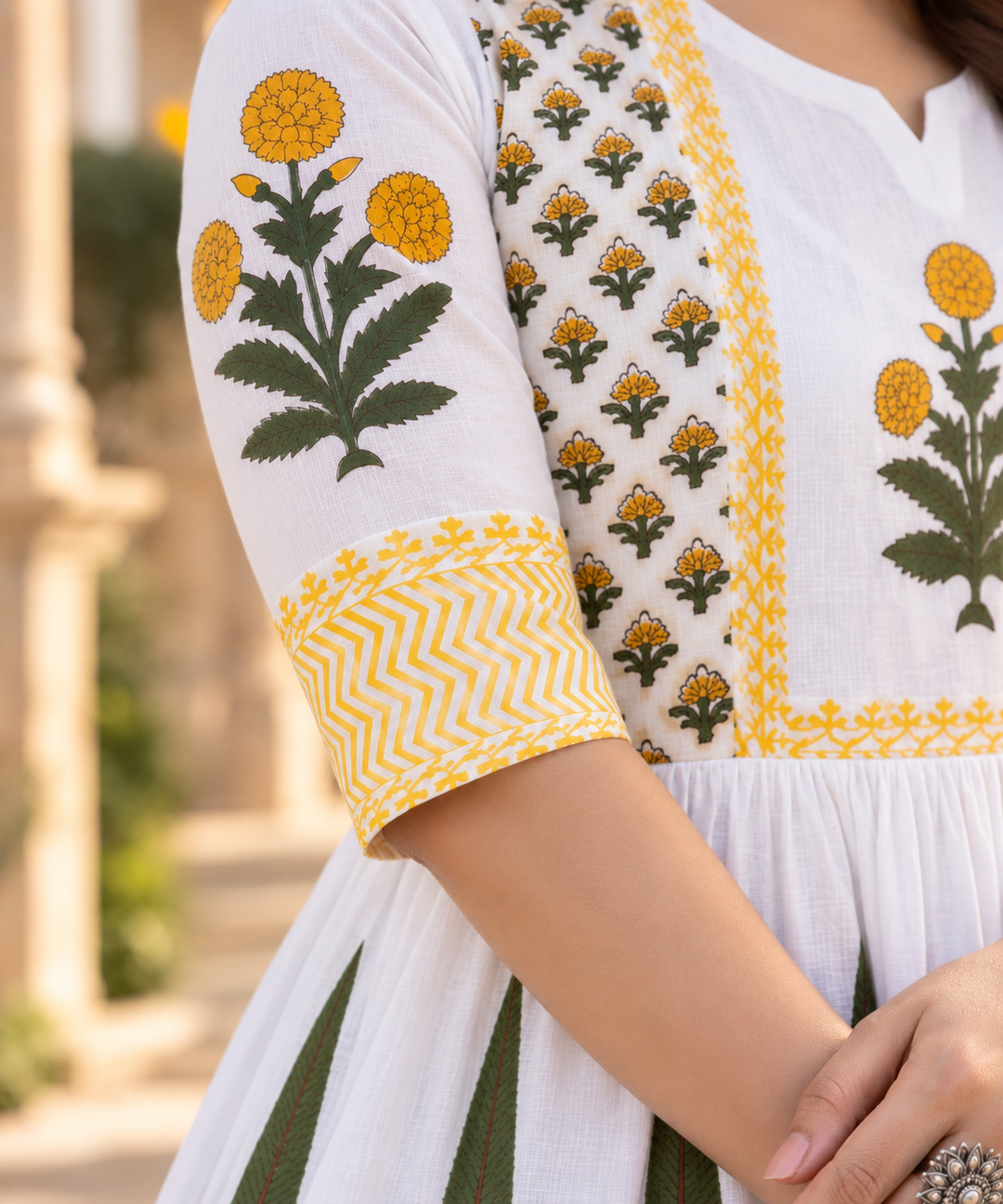 Marigold Meadow – 100% Cotton Handblock Printed Salwar Suit Set