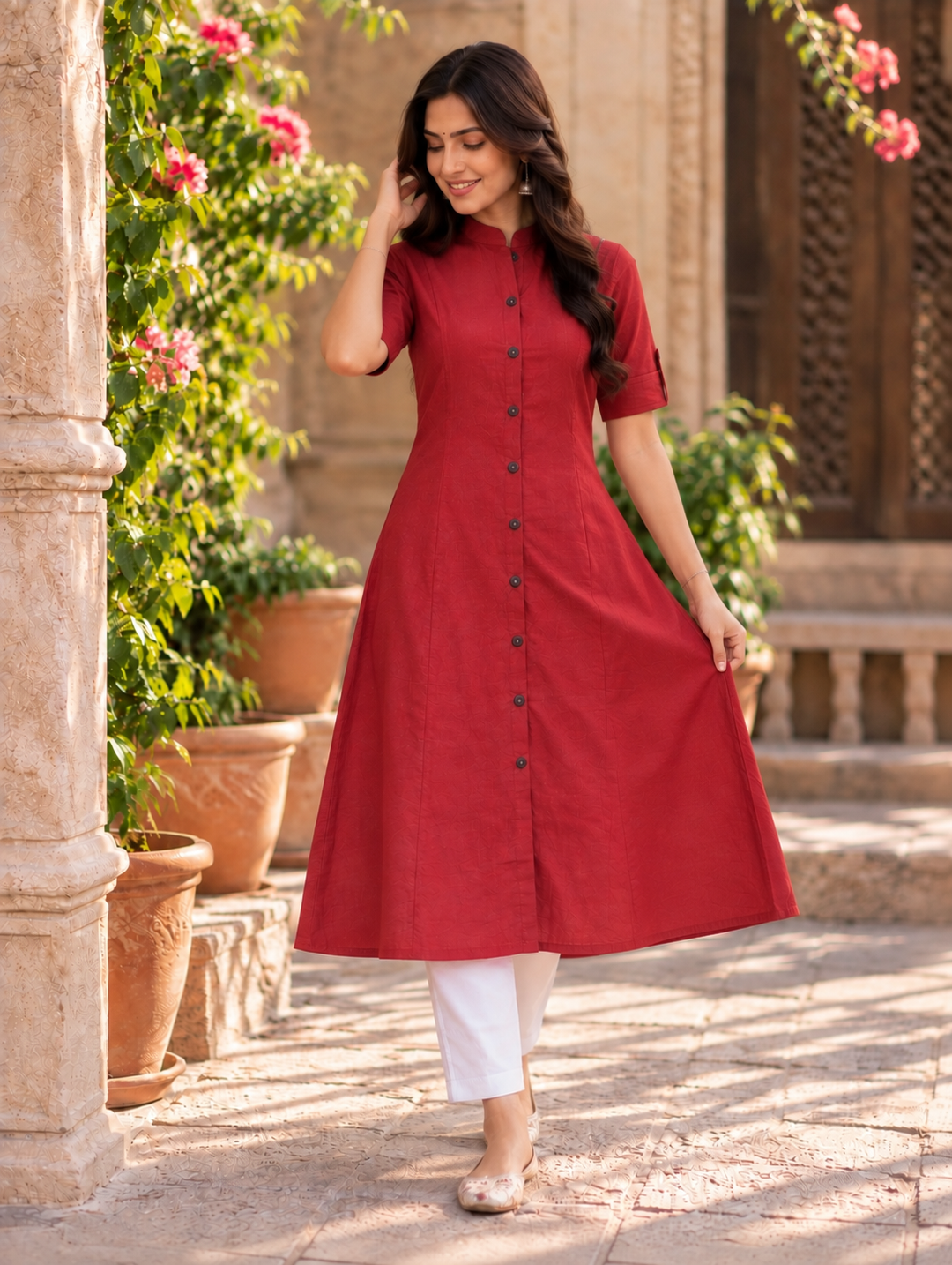 Ruhani Red A-Line Kurti