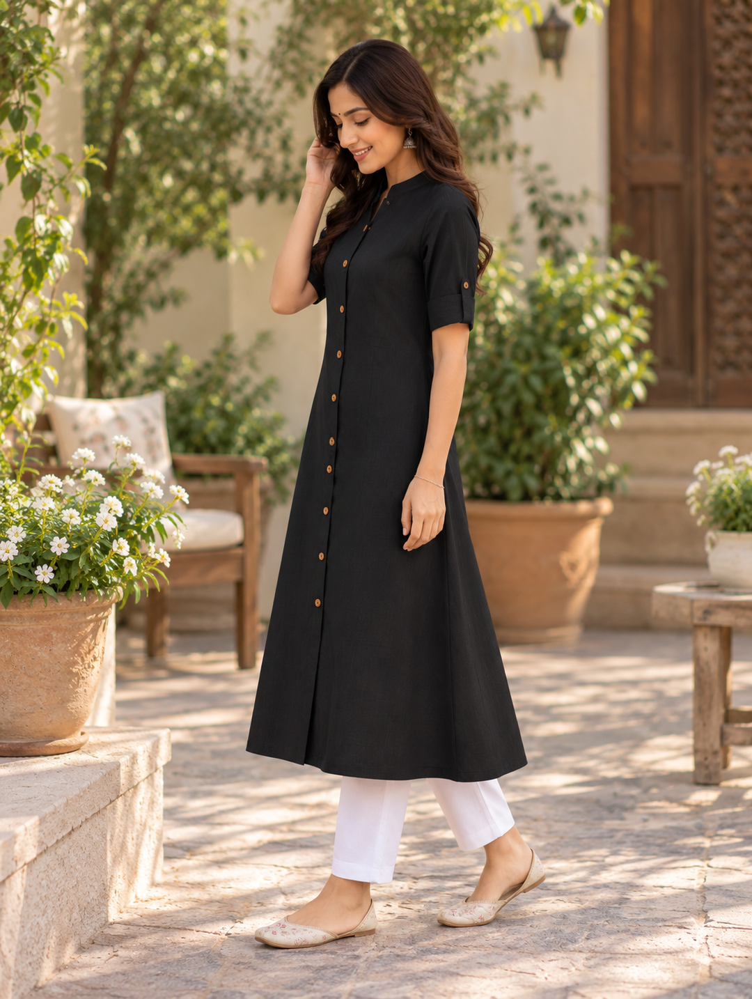 Black Elegance A Line Kurti