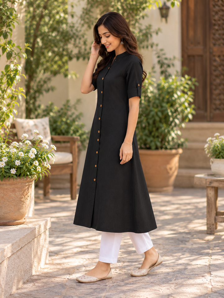 Black Elegance A Line Kurti