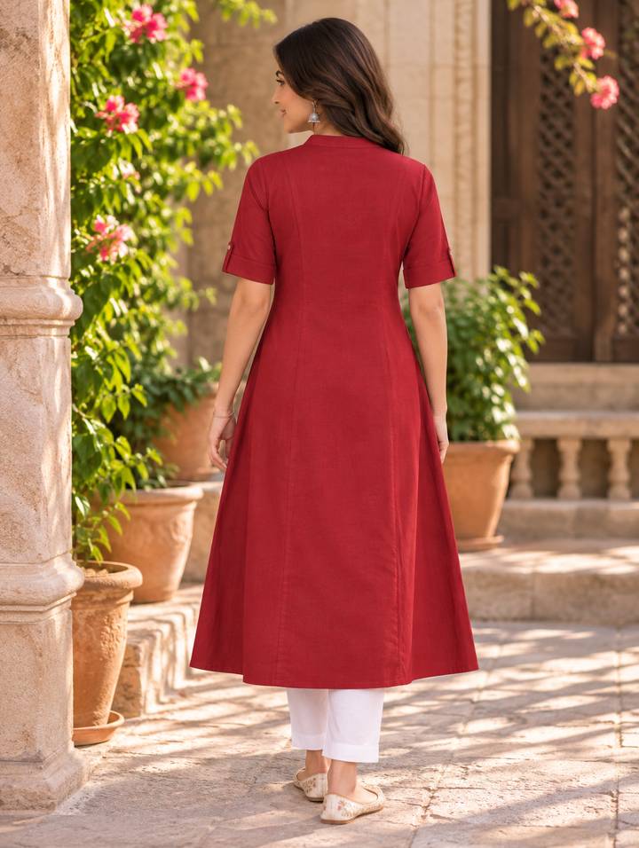 Ruhani Red A-Line Kurti