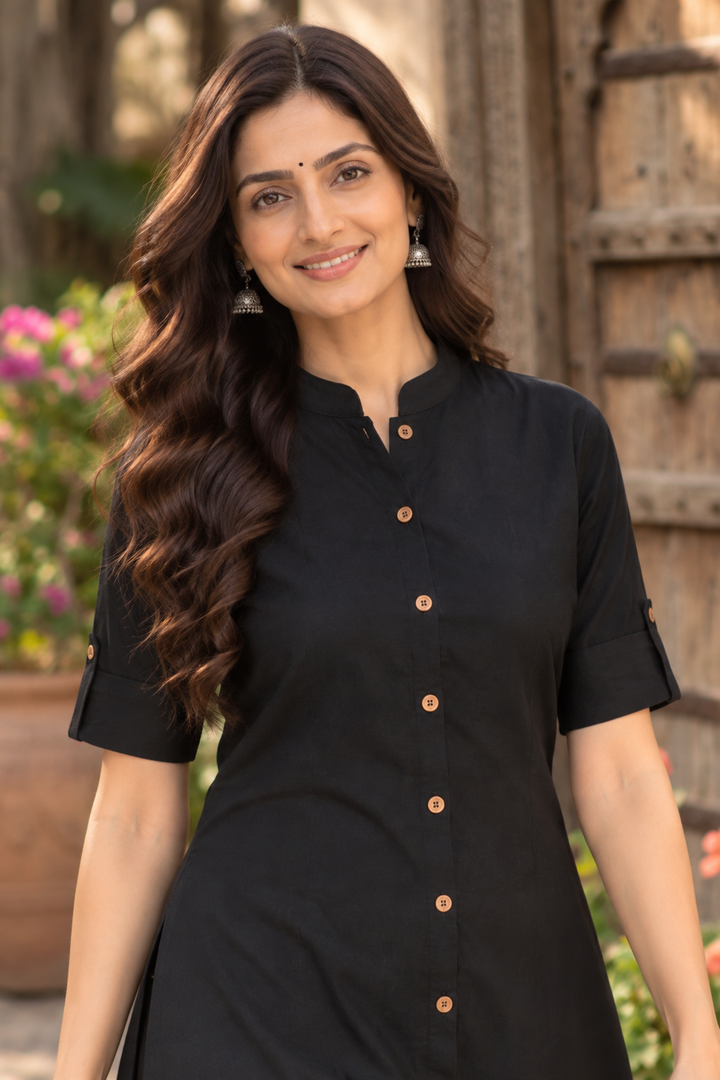 Black Elegance A Line Kurti