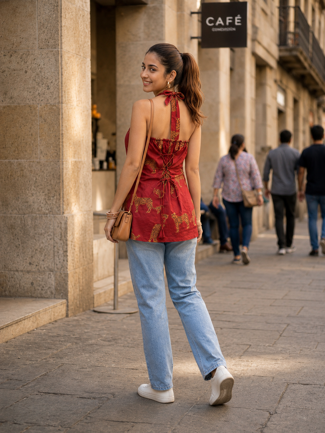 Maroon Leopard Rouge Halter Top