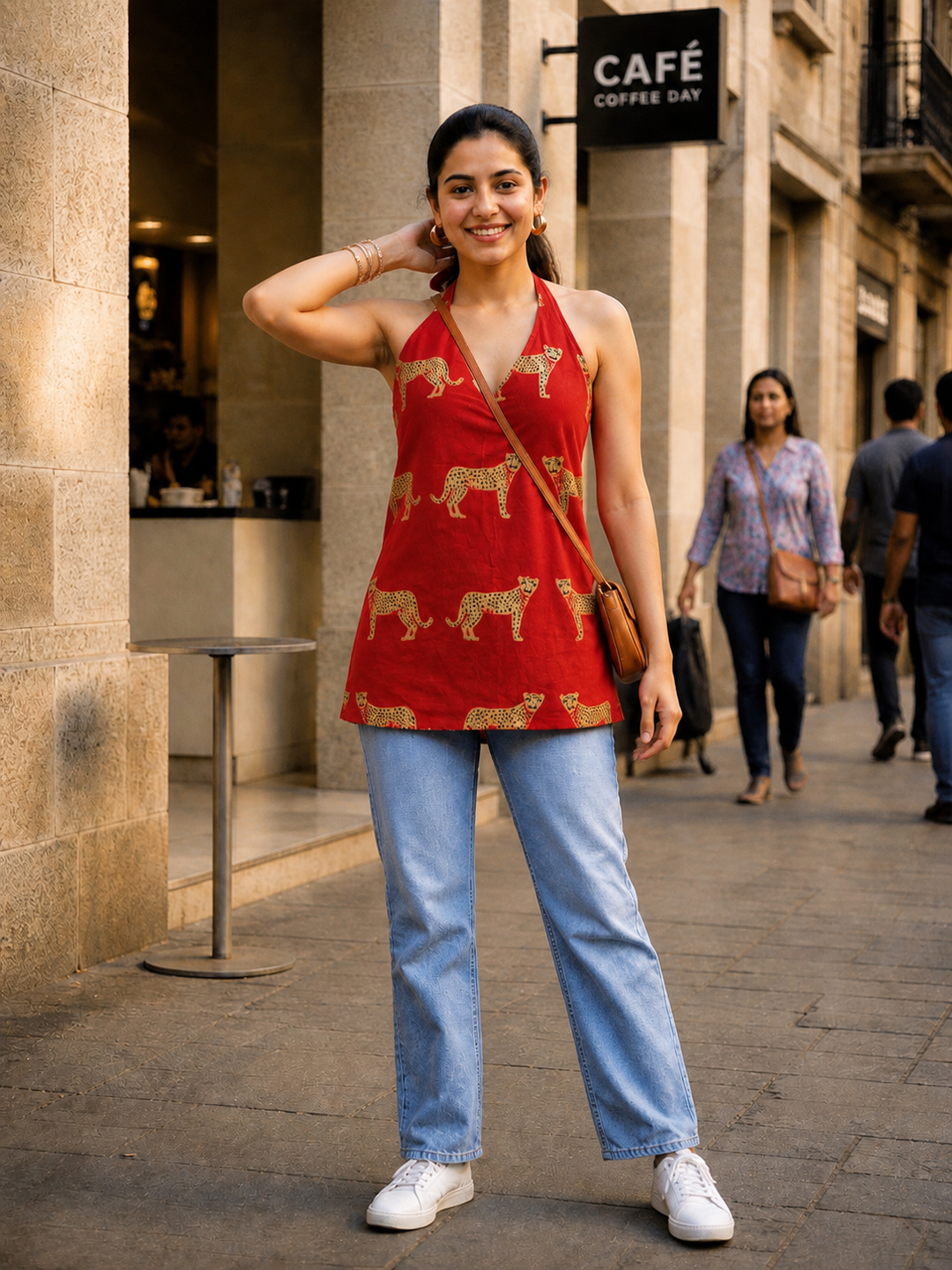 Rust Orange Golden Leopard Halter Top