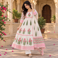 Pink Gulmohar Bloom – 100% Cotton Handblock Printed Salwar Suit Set