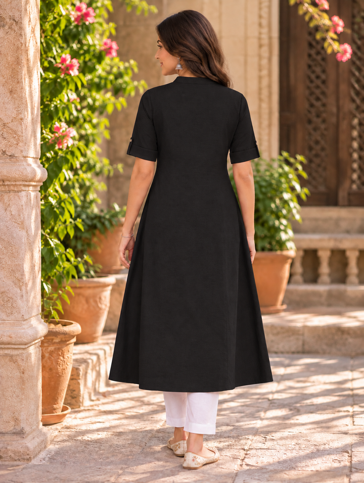 Black Elegance A Line Kurti