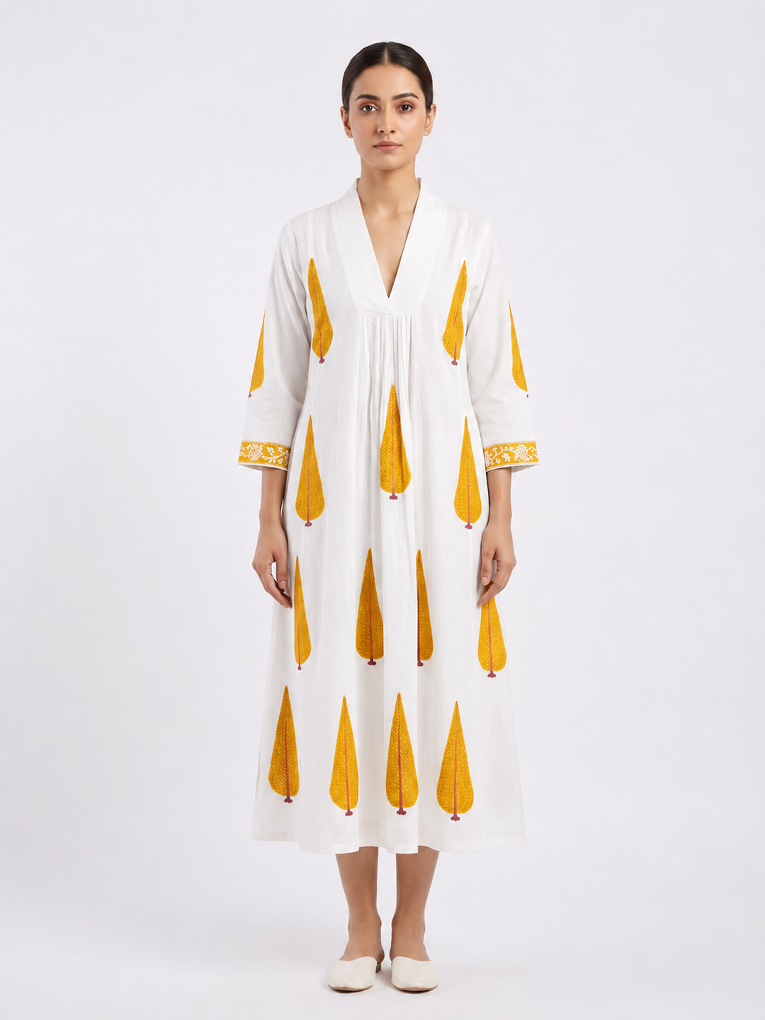 Basant Leaf Handblock Dresss