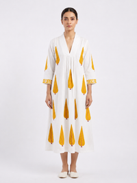 Basant Leaf Handblock Dresss