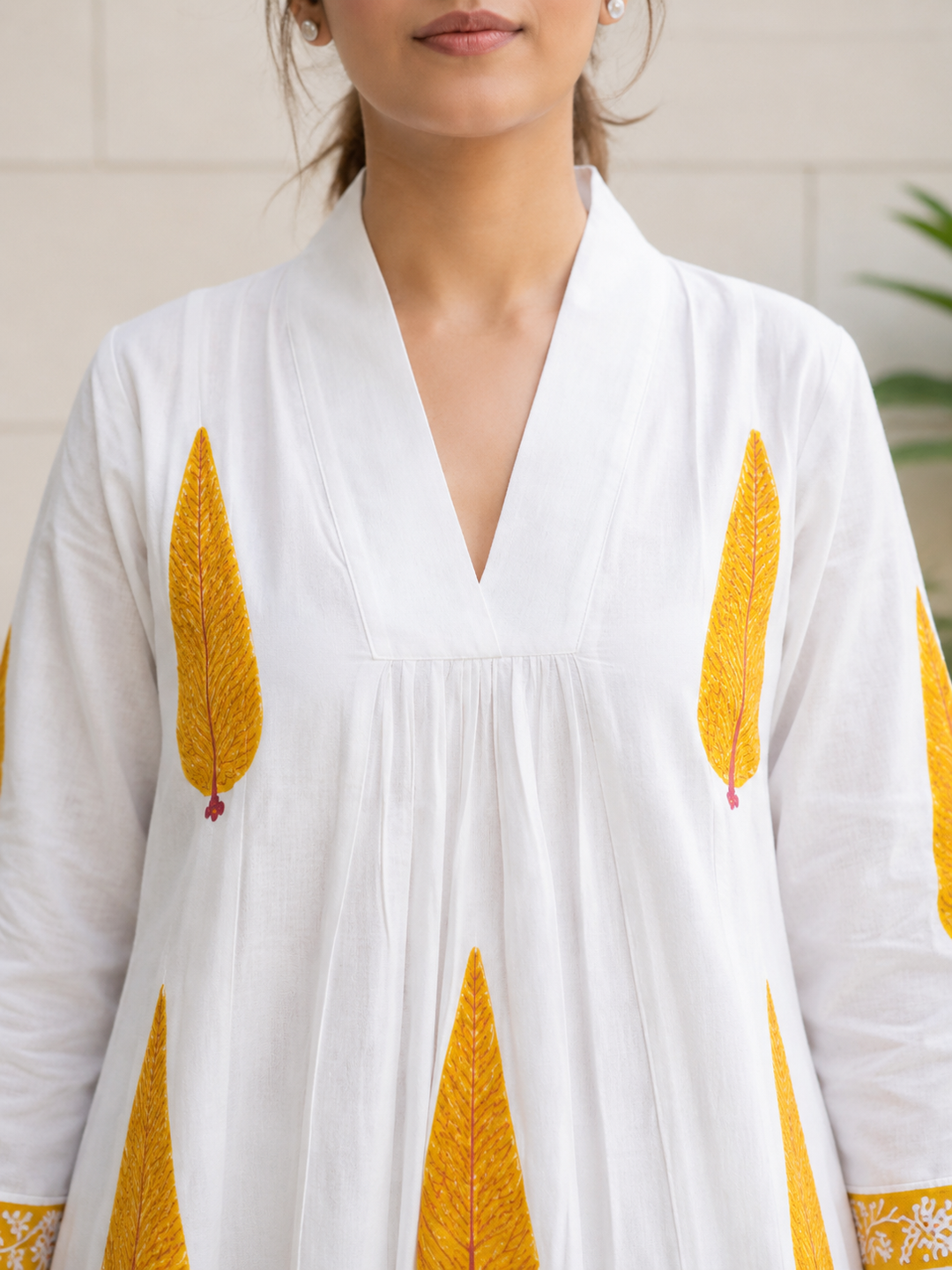 Basant Leaf Handblock Dresss