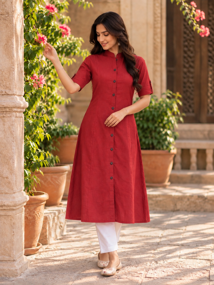 Ruhani Red A-Line Kurti