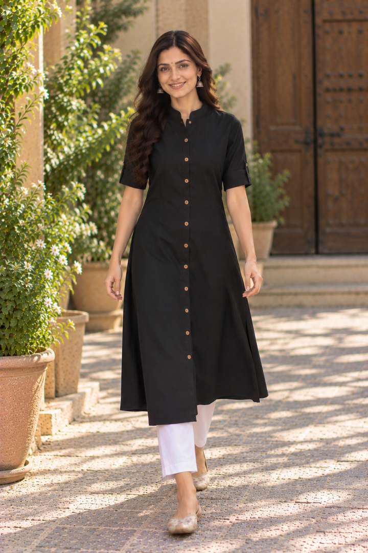 Black Elegance A Line Kurti