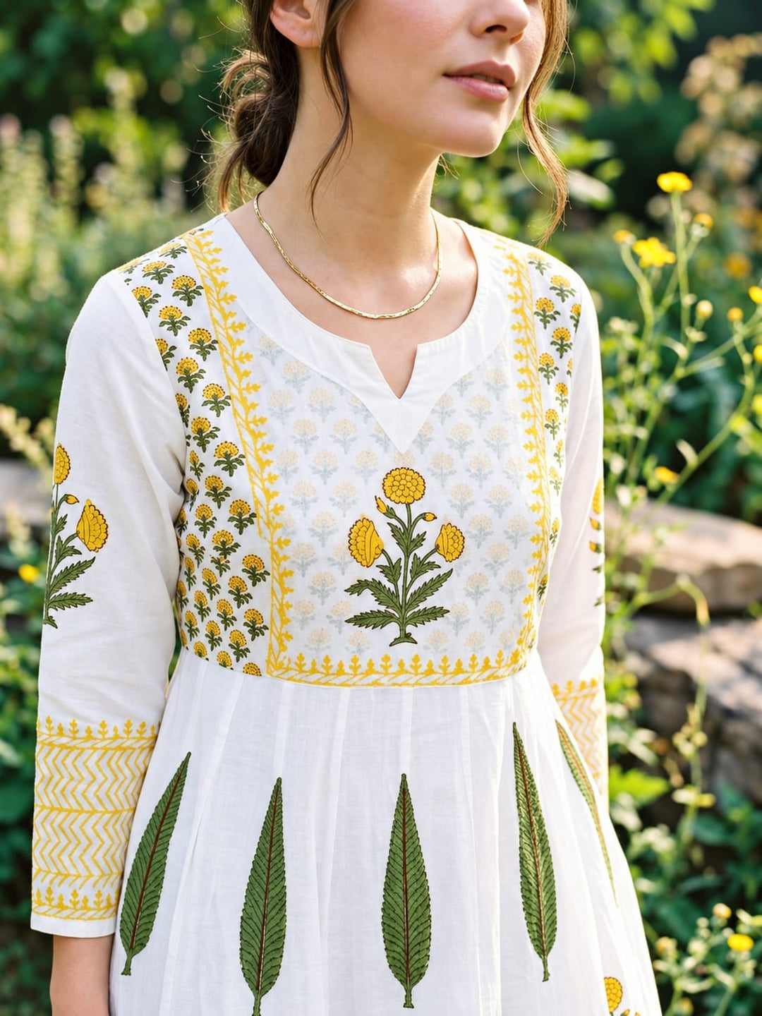 Marigold Meadow – 100% Cotton Handblock Printed Salwar Suit Set