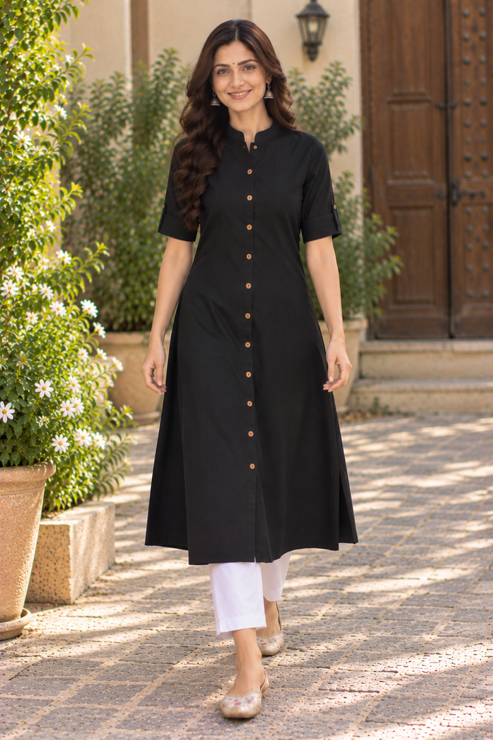 Black Elegance A Line Kurti