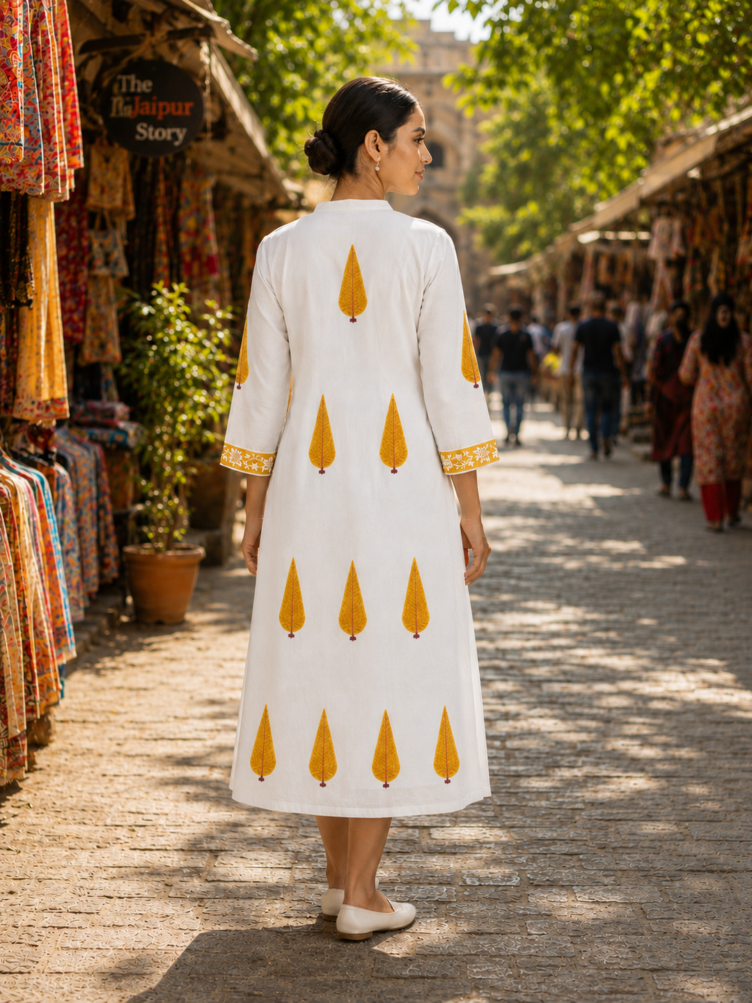 Basant Leaf Handblock Dresss