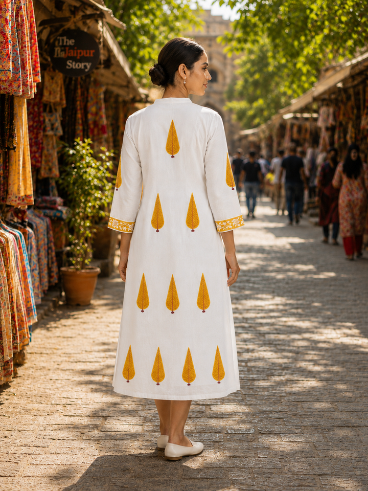 Basant Leaf Handblock Dresss