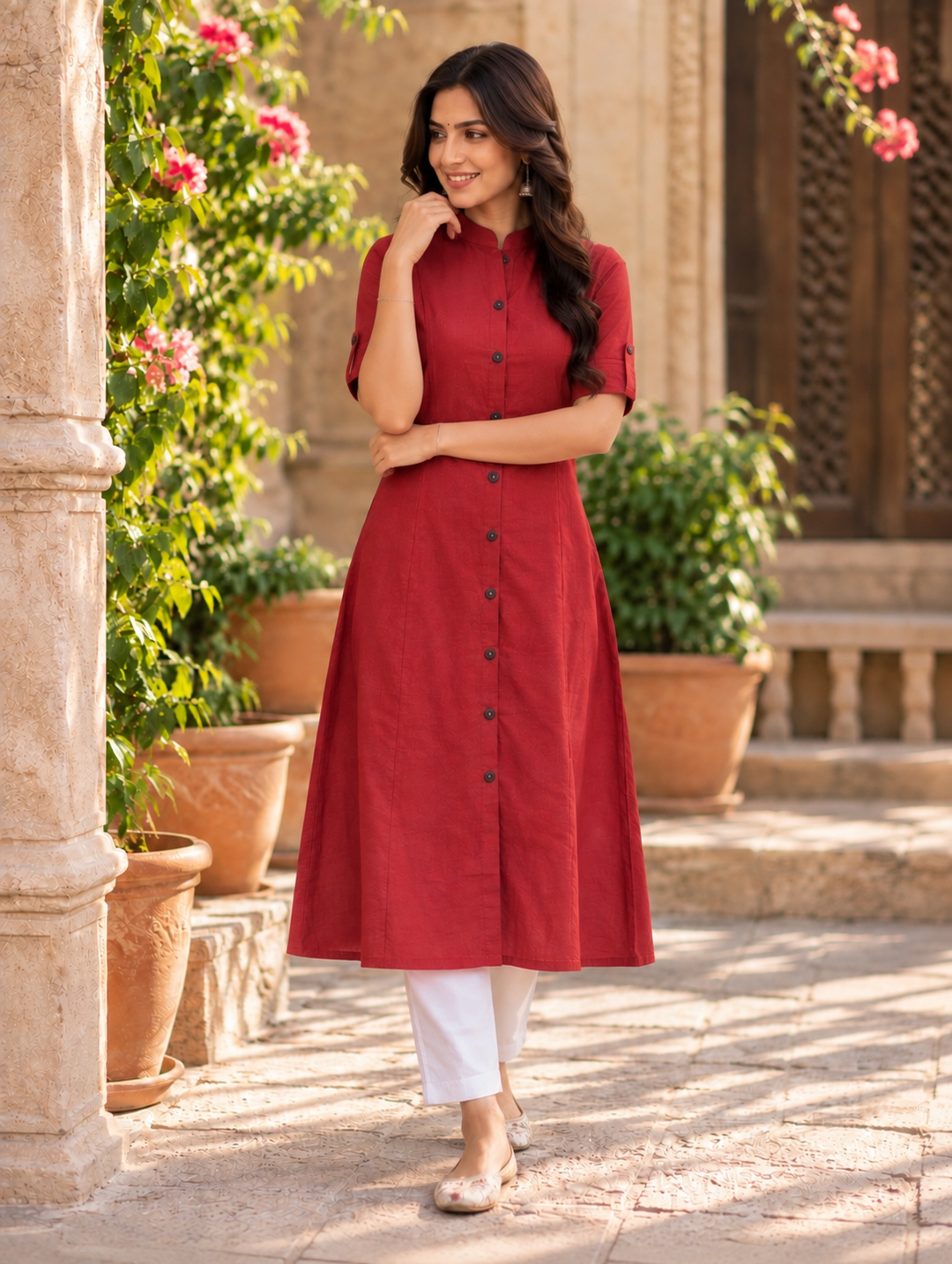 Ruhani Red A-Line Kurti