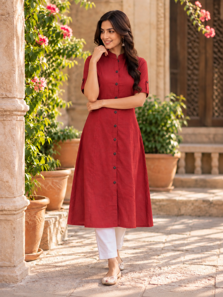 Ruhani Red A-Line Kurti
