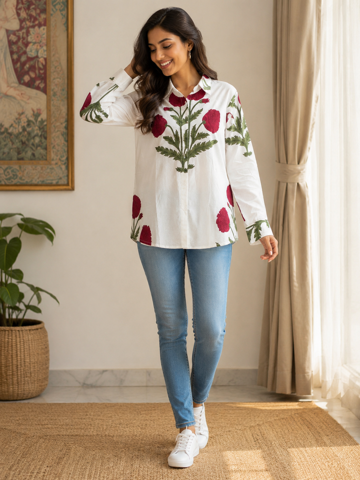 PHOOLWARI HANDBLOCK SHIRT