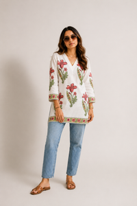 Pink Lily Handblock Kurti