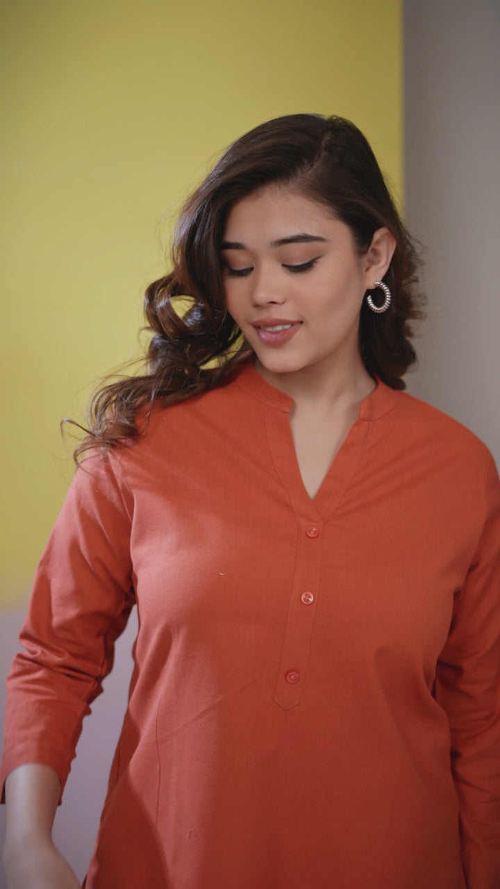 Red Rust Short Kurti